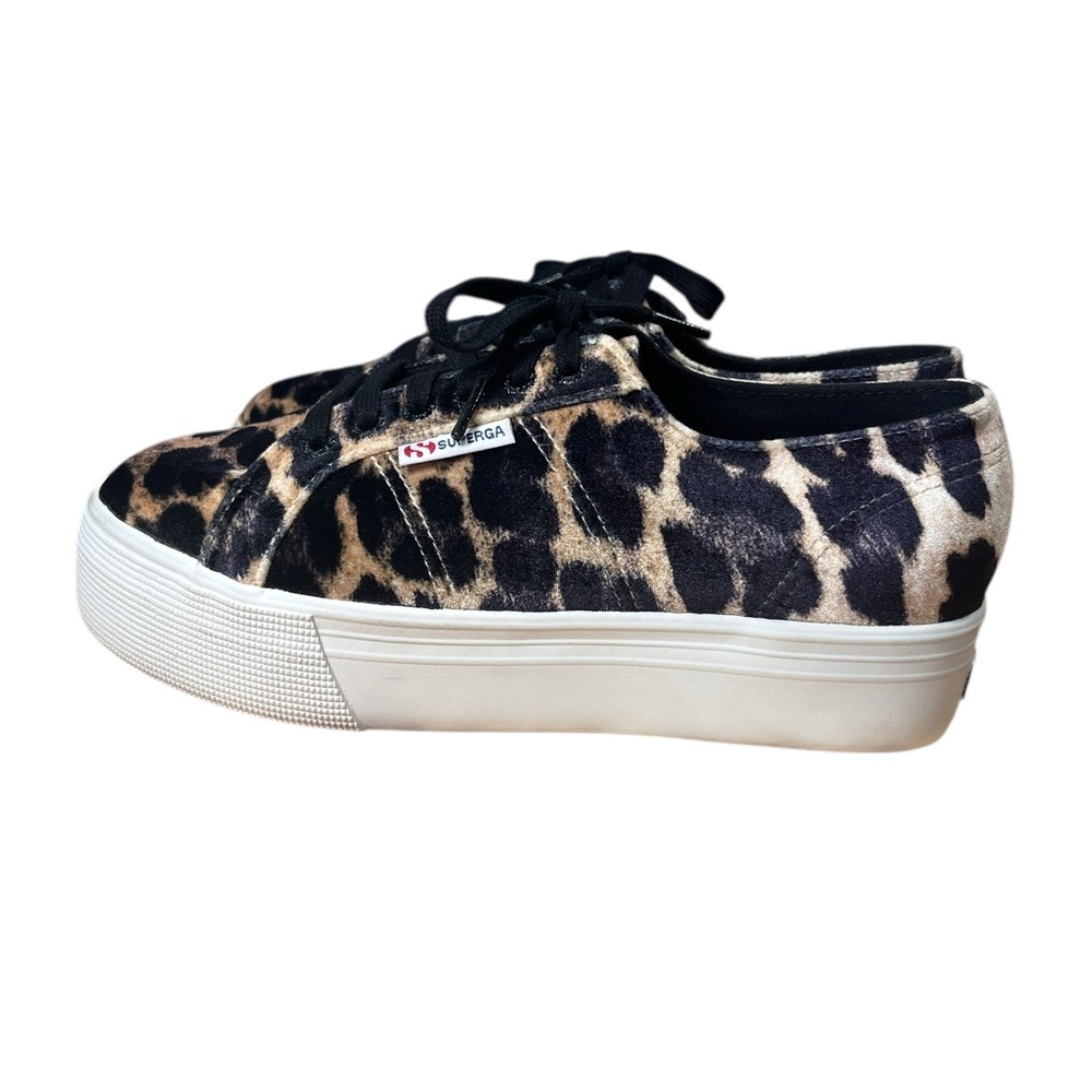 Superga Leopard Velvet Platform Sneakers Women’s 9.5 Animal Print Low Top - Picture 8 of 11